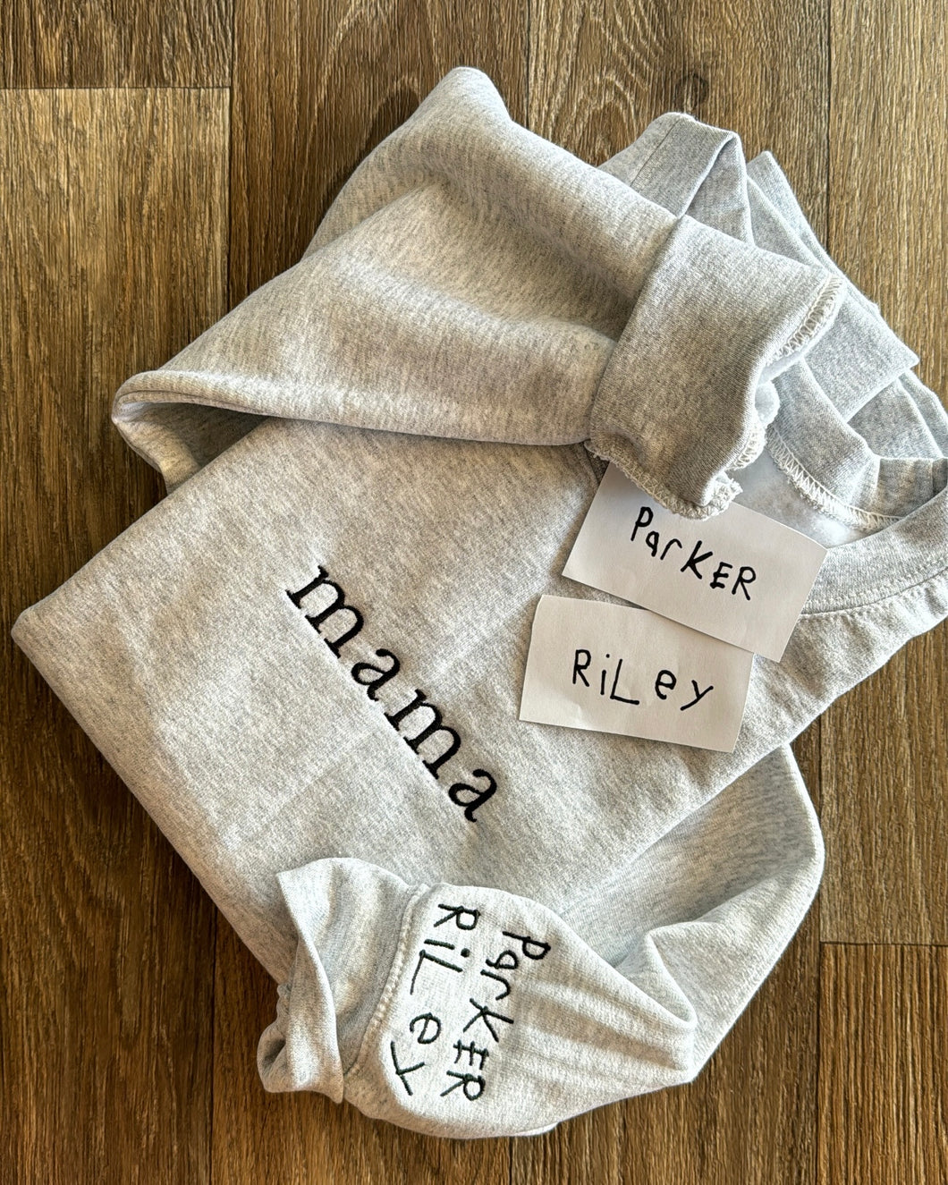 custom handwriting Sweatshirt , sleeve detail